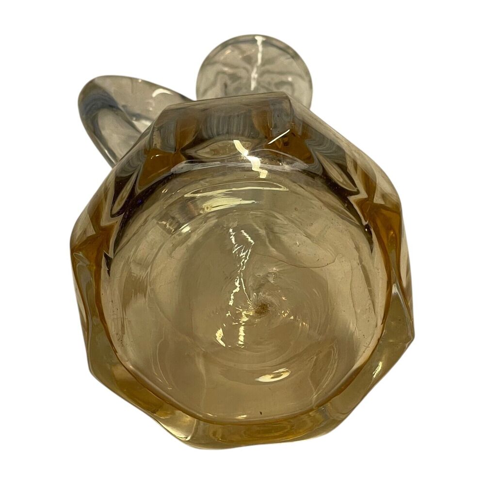 Vtg Brown Heavy Glass Decorative Serveware Handle Cruet with Stopper 6.5" Tall - Picture 5 of 8